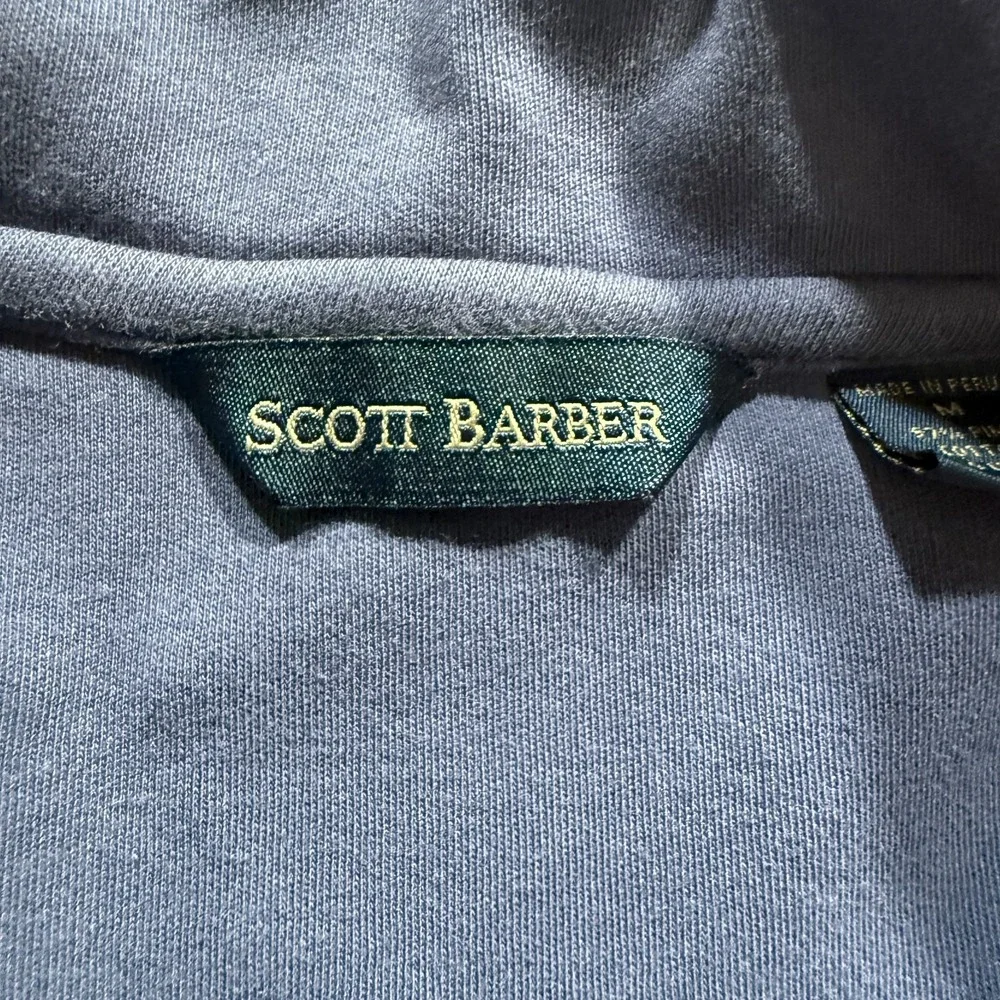 Scott Barber Sweater Mens M‎ Blue Pima Cotton 1/4 Zip Pullover Stretch